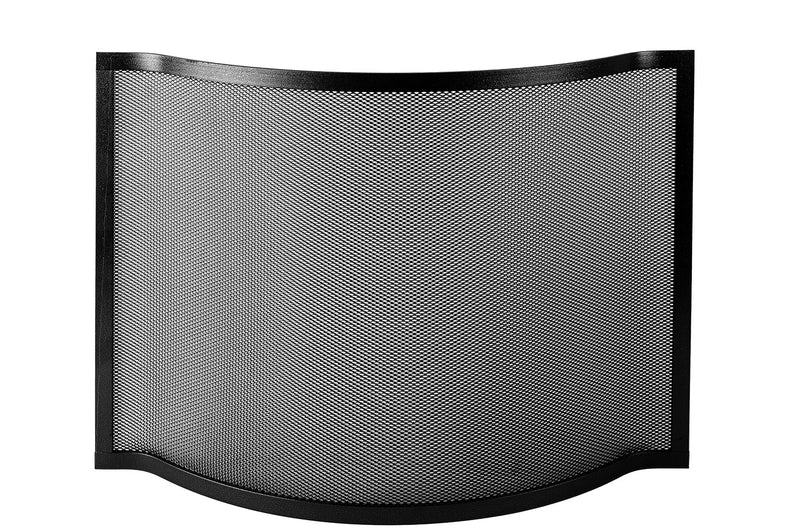 Parascintille per Camino Curvo 69x50 cm in Ferro Verniciato Grigio Martellato