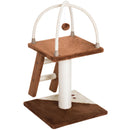 Albero Tiragraffi per Gatti con Scala e Palline in Legno Sisal Marrone e bianco 40x40x70 cm 