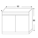 Mobile Lavatoio in Ceramica 2 Ante con Strofinatoio in Legno Massello 60x50x86A cm Bianco Opaco