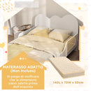 Letto Montessori per Bambini 3-8 Anni 143,5x74,5x56 cm con Sponde Anti-Caduta a Forma di Nuvola in MDF Bianco      