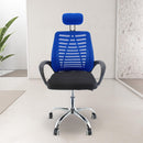 Sedia Poltrona Direzionale da Ufficio con Poggiatesta e Braccioli Blu