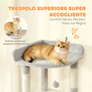 Albero Tiragraffi per Gatti 60x40x170 cm con 2 Casette Amaca Tunnel e Lettino Pali in Sisal Grigio      