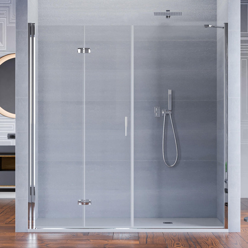 Porta Parete Doccia 1 Anta a Libro in Cristallo Trasparente 6mm H195 Bonussi Lorena Varie Misure