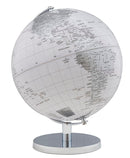 Mappamondo Bianco Ø25x34 cm in Ferro e Plastica Bianco e Argento