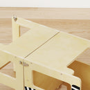 Torre Montessoriana per Bambini 2-5 Anni 3 in 1 Pieghevole 57x39x93 cm con Lavagna Tavolo e Sedia a Forma di Gatto in Compensato      