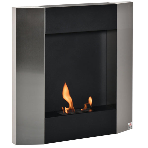 sconto Cheminée Bioéthanol Murale 72x11x72 cm Noir et Argent