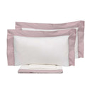 Set Lenzuola Sopra Sotto e Federe Bordi in Raso Garrini Eveline Avorio/Rosa Varie Misure