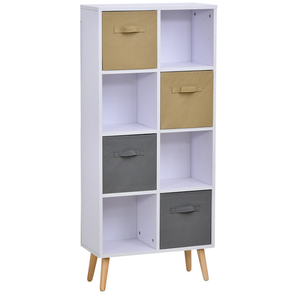 Bibliothèque Meuble 8 Étagères 4 Tiroirs Pliants 54,5x24x122,5 cm Blanc sconto