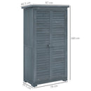 Armadio da Esterno 87x46.5x160 cm con 2 Porte a Persiana e Ripiani Interni in Legno Grigio      