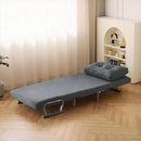 Poltrona Letto Reclinabile Chaise Lounge con Seduta Imbottita Convertibile in Velluto a Coste Grigio