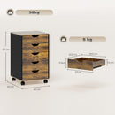 Cassettiera da Ufficio 40x40x67 cm a 5 Cassetti con Ruote Girevoli e Freni in Legno Marrone      