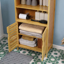 Mobiletto Bagno Salvaspazio 50x29x92 cm Armadietto e 2 Ripiani Aperti in Legno   
