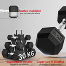 Set 6 Manubri Palestra con Supporto e Impugnatura Antiscivolo 2-5-8 kg in Metallo Nero      