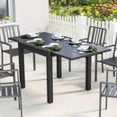 Tavolo da Giardino Allungabile 80-160x80x75 cm per 4-6 Persone con Piano a Doghe in Alluminio Nero      