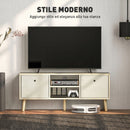Mobile TV Fino a 50" 110x29x46,5 cm con 2 Cassetti Removibili e 2 Ripiani Aperti in MDF e Tessuto non Tessuto Color Legno Beige      