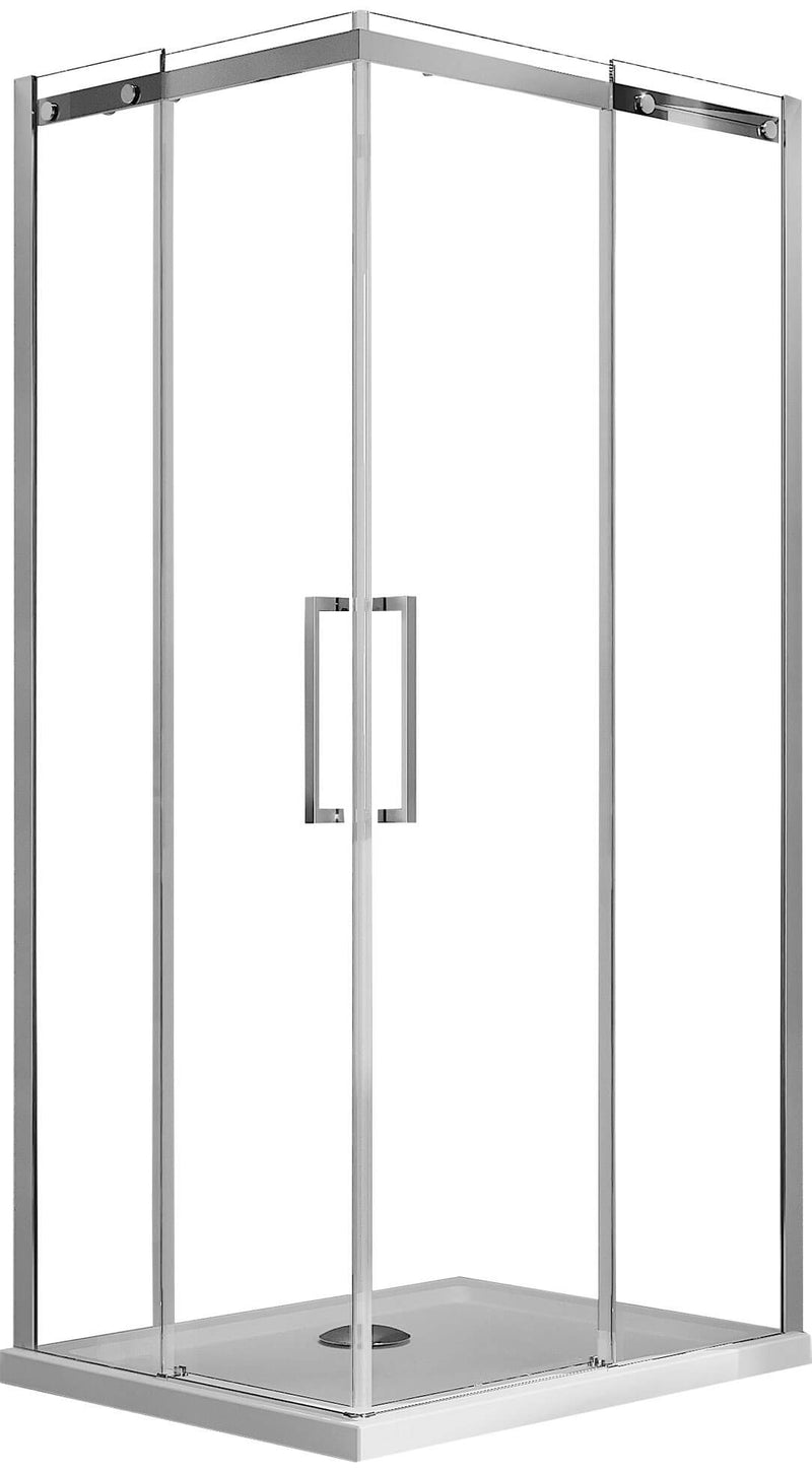 Box Doccia Angolare 2 Ante Scorrevoli in Cristallo Trasparente 8mm H200 Fosterberg Horsens Varie Misure