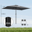 Ombrellone Rettangolare da Giardino 300x200 cm con Manovella in Metallo e Poliestere Grigio Scuro      