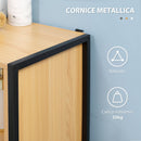 Mobiletto da Bagno 3 Ripiani e Armadietto 60x28x80 cm in Truciolato e Acciaio Legno e Nero