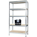 Scaffale in Metallo 5 Ripiani in Legno Truciolato 90x40x176 cm Joker Zincato