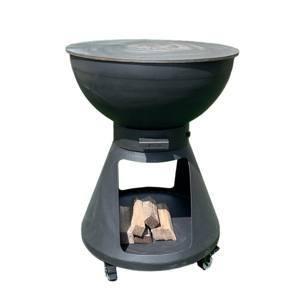 sconto Barbecue a Legna e a Carbone Ø64xH91 cm in Acciaio Corten con Accessori Yucatán Antracite