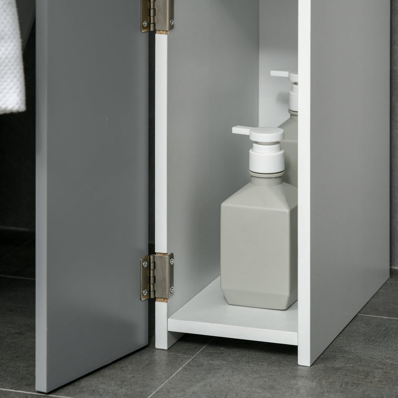 Mobile a Colonna da Bagno 15,2x29,8x118 cm in Legno Bianco e Grigio   