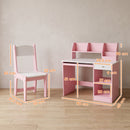 Tavolo Scrivania per Bambini 5-8 Anni 90x45x90 cm con Sedia Scaffale Mensola Estraibile e Cassetto in MDF Rosa      