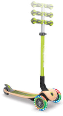 Monopattino 3 Ruote a LED Pieghevole 3 Altezze Max 50 Kg Globber Primo Foldable Wood Verde Lime