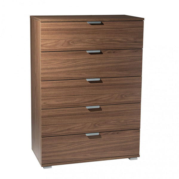 Armoire 5 Tiroirs Couleur Noyer 75x38x103 h cm en Aggloméré Bilaminé Marron online
