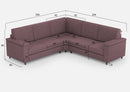 Divano Angolare 5 Posti 226x226x85 cm Marrak in Tessuto Prugna