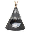 Tenda Cuccia per Gatti e Cani Piccoli Ø50x70 cm in Feltro Peluche Grigio