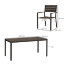 Set da Giardino con Tavolo da Pranzo Rettangolare e 6 Sedie Impilabili Marrone     