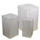 Set 3 Colonnine Portapiante Quadrate in Legno 50x80x50cm Quadro Grigio