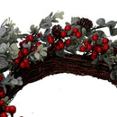 Coroncina verde con bacche rosse cm Ø50xh10