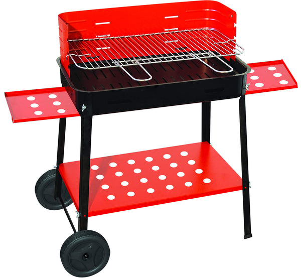 sconto Barbecue à charbon en acier avec roues rouges Bauer