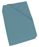 Lenzuolo Sotto con Angoli ed Elastico Tinta Unita in Cotone Ottanio Varie Misure