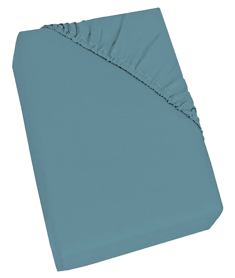 Lenzuolo Sotto con Angoli ed Elastico Tinta Unita in Cotone Ottanio Varie Misure