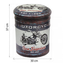 Set 2 Pouf Contenitore Tondo in MDF Moto Grigio Scuro