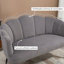 Divano 2 Posti con Gambe in Metallo 132x66x80 cm in Tessuto Vellutato Grigio