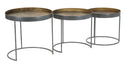 Tavolinetti Bassi Opis Set 3 Pz Ø50,5x48-46x43-40,5x38 cm in Ferro Nero e Bronzo
