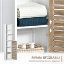 Mobile a Colonna per Bagno 3 Ripiani 1 Anta 34x30x172 cm in MDF Bianco