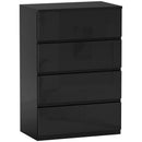 Cassettiera 4 Cassetti 55x33x80 cm Design Moderno e Multiuso in Legno Nero      