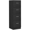 Armadio per Ufficio 40x42x130,8 cm a 4 Cassetti con 2 Serrature e Barra Portadocumenti in Truciolato Nero      
