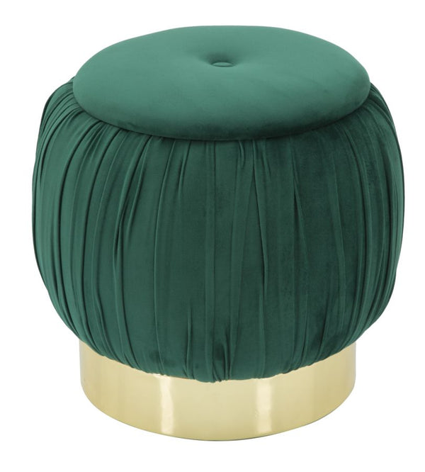 Boite Puff Paris Vert Ø41x41 cm Bois Eponge et Velours Synthétique Vert et Or sconto