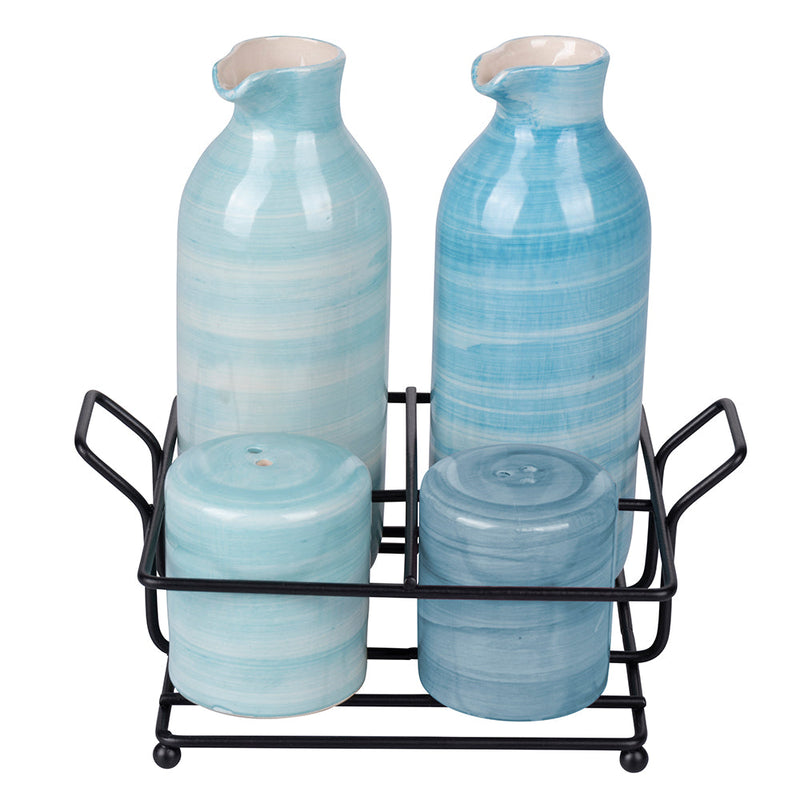 Menage Set Olio Aceto Sale e Pepe  350 ml in Gres VdE Tivoli 1996 Shades Ocean