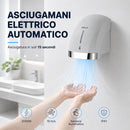 Asciugamani Elettrico da Parete 2000 W 24x24x21 cm con Fotocellula e Asciugatura in 15 Secondi in ABS Grigio      