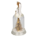 Campana di Vetro con pino e Angelo in Resina bianco cm Ø12xh24