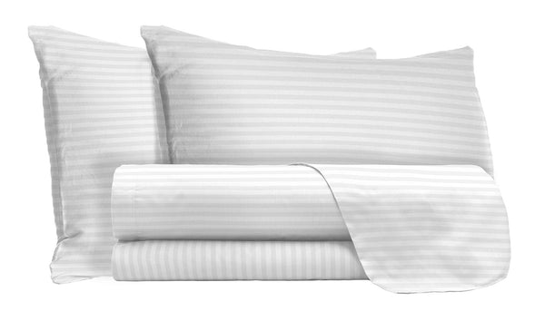 acquista Parure de lit double dessus et dessous et taies d'oreiller en satin de polyester blanc