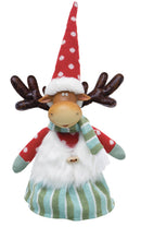 Set 2 Pupazzi Renna H44 cm in Tessuto Pois e Righe