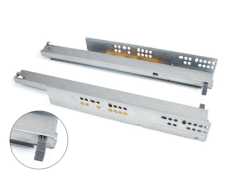 Guide a Scomparsa Silver per Cassetti ad Estrazione Totale P450 Zincato Bianco Acciaio Emuca