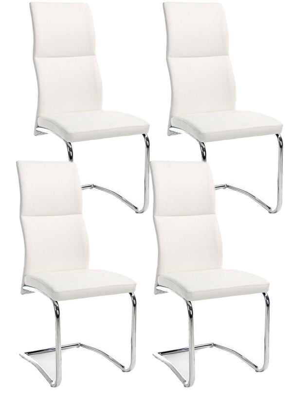 Lot de 4 chaises rembourrées Thelma 44x58x104 cm en simili cuir blanc sconto
